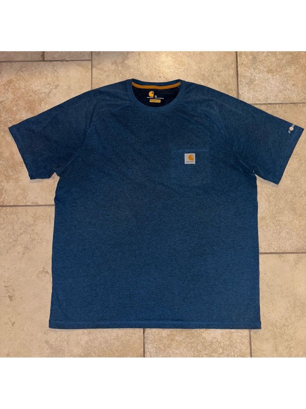 Carhartt Men's Heather Blue Force Short Sleeve Relaxed Fit Tee